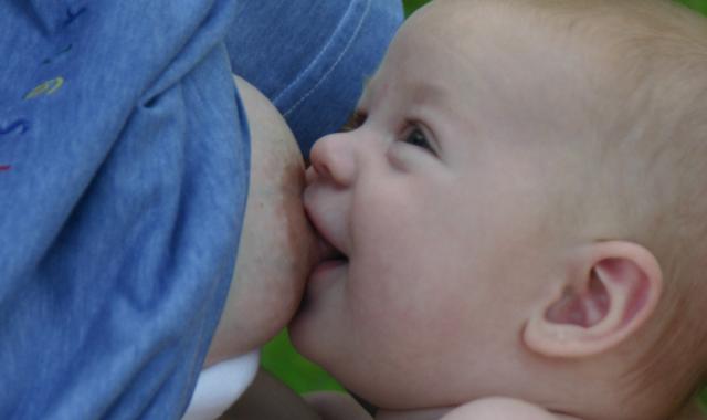 Baby shop bites nipple